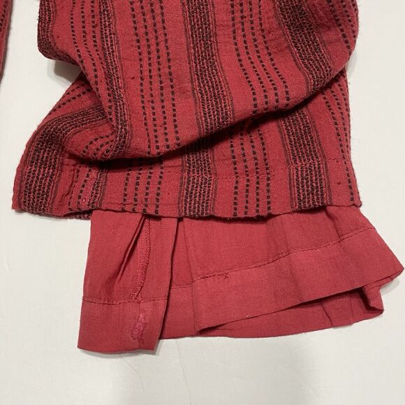 Sundance Shobu Striped Cotton Pants Women’s Small Red Black Drawstring Lined - Picture 8 of 12
